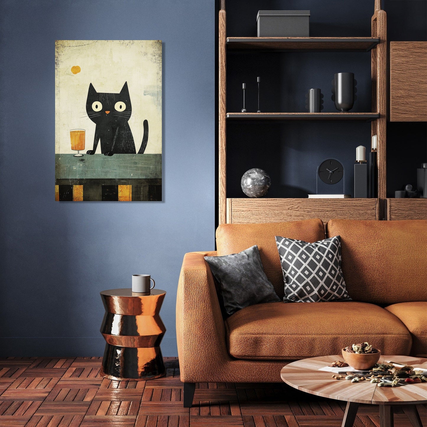 Cat with Drink Canvas