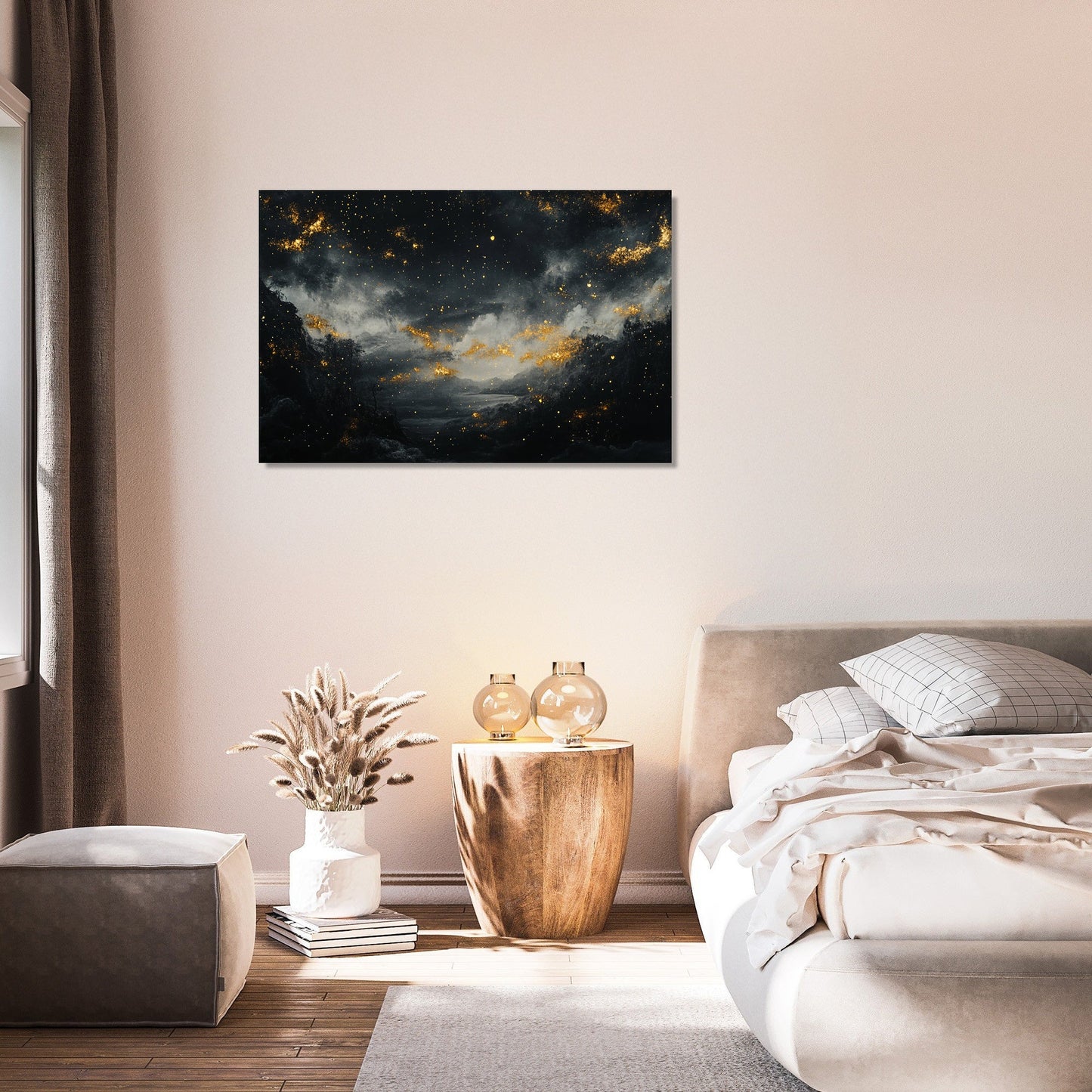 Golden Stars on Shadowed Canvas