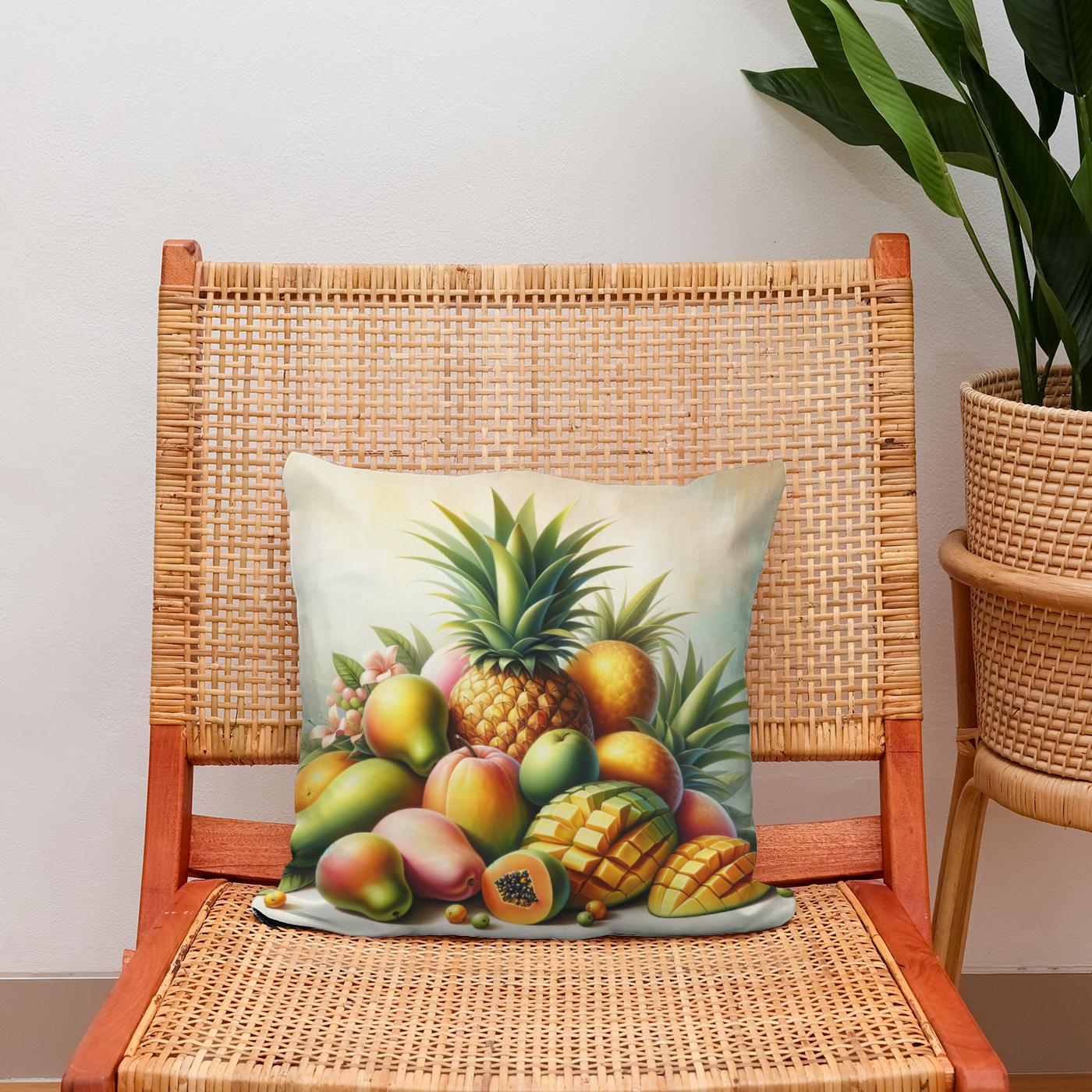 Tropical Fruit Serenade Cotton Cushion