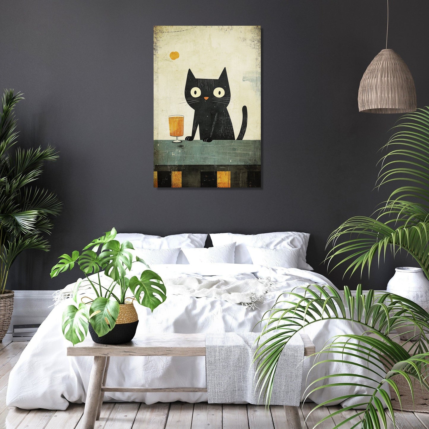 Cat with Drink Canvas