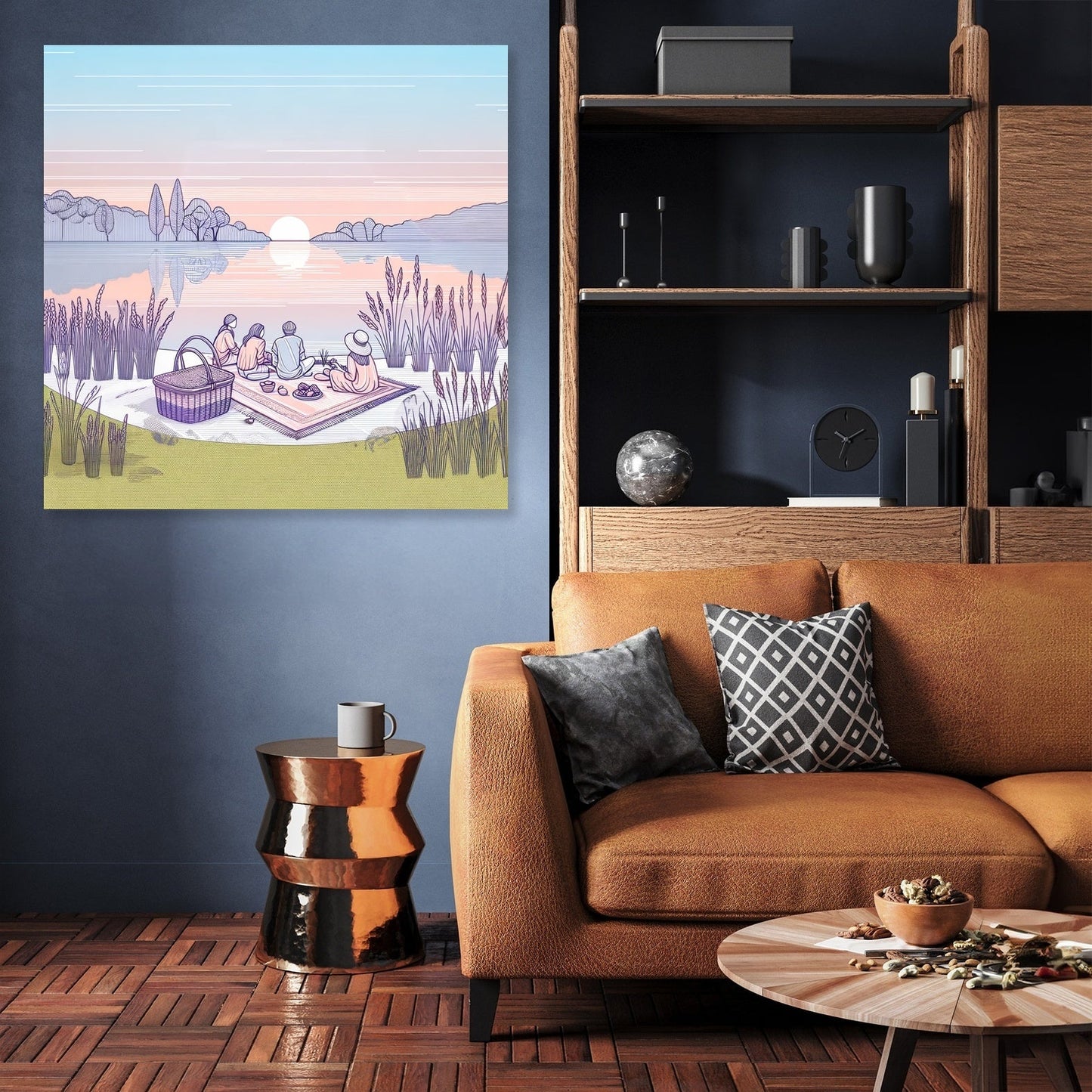Summer Picnic by the Lake Canvas