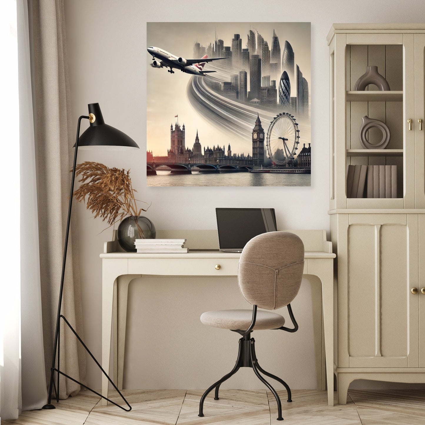 London Dreamscape Jet Canvas