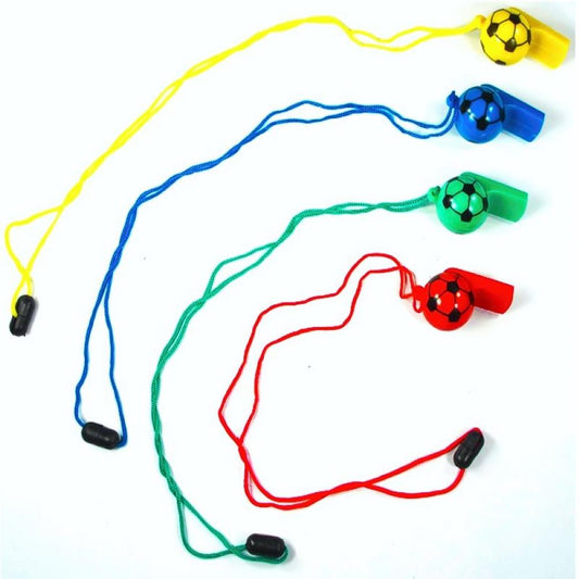 Children's Football Whistle & Cord (assorted colours)