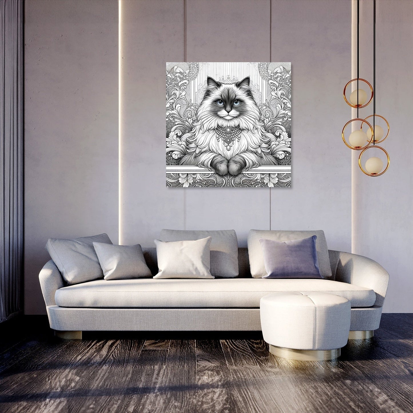 Glamour Ragdoll Line Art Canvas