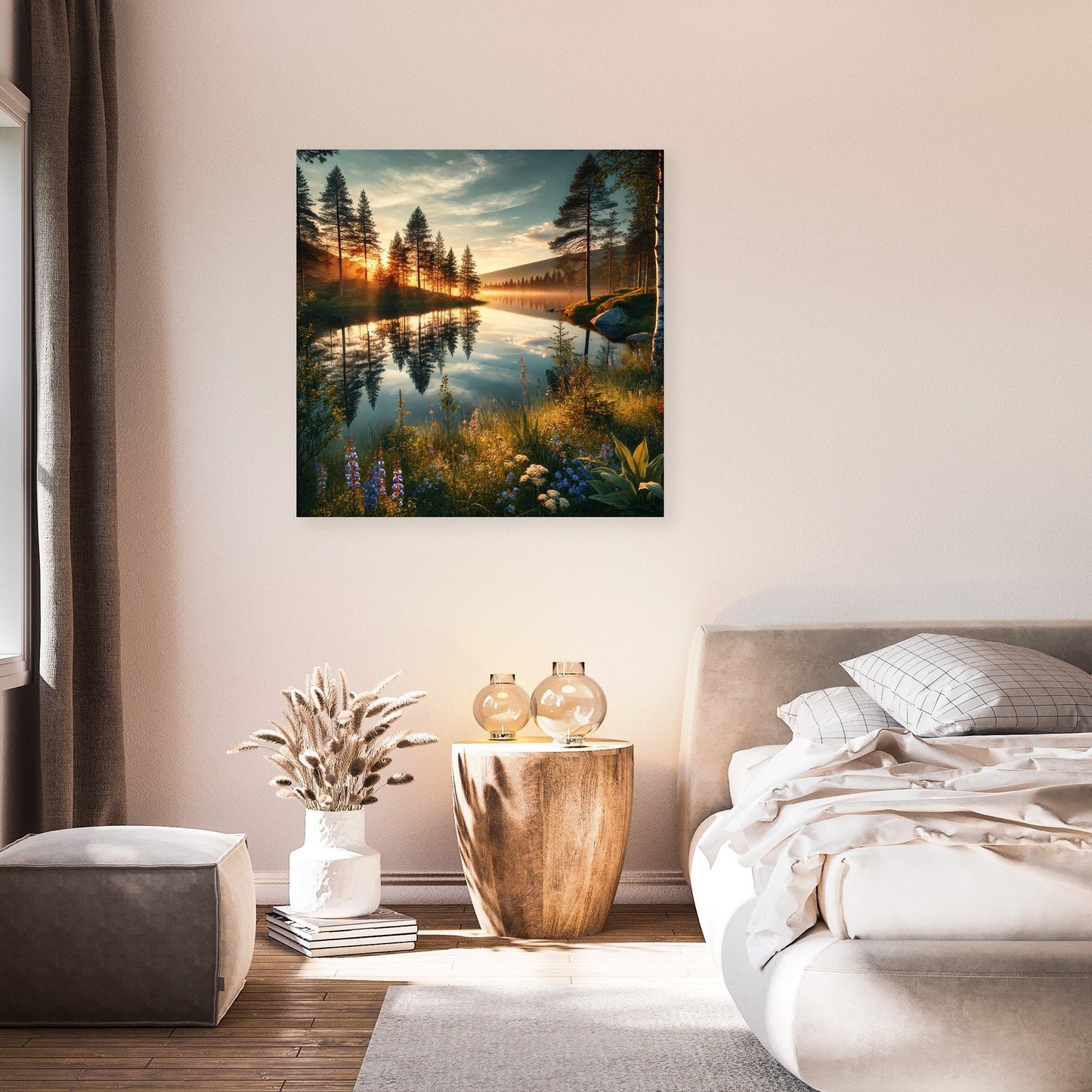 Midnight Sun Lake Canvas
