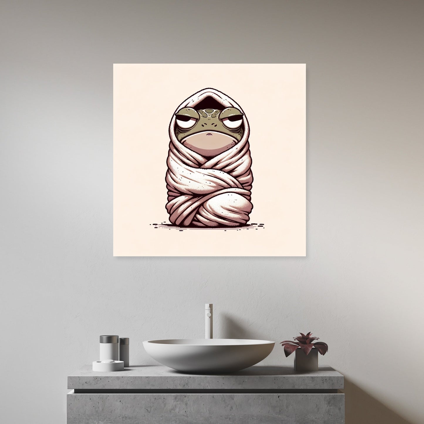 Grumpy Towel Frog Canvas
