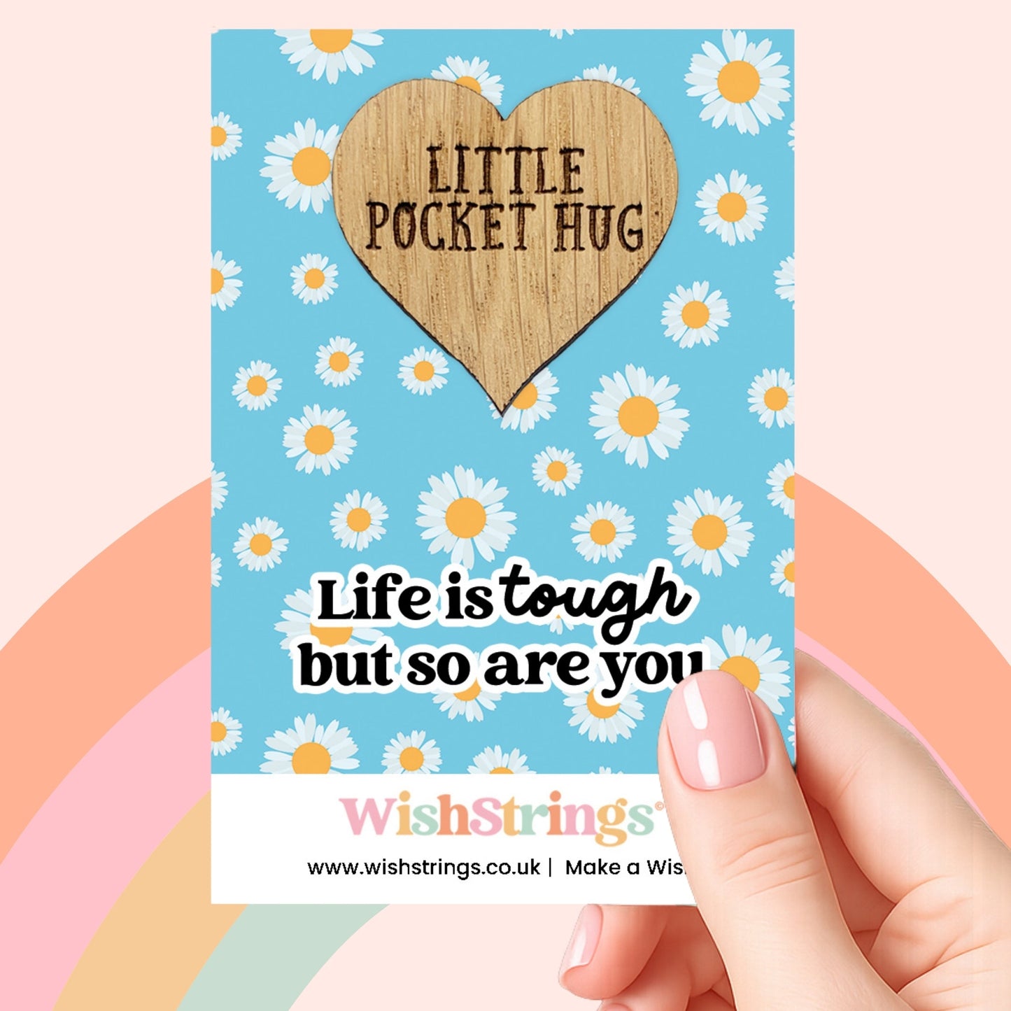 WishStrings Pocket Hug – Life Is Tough But So Are You | Encouragement Gift | Pocket-Sized Hug Token | Thinking of You | Mental Health & Positivity Keepsake