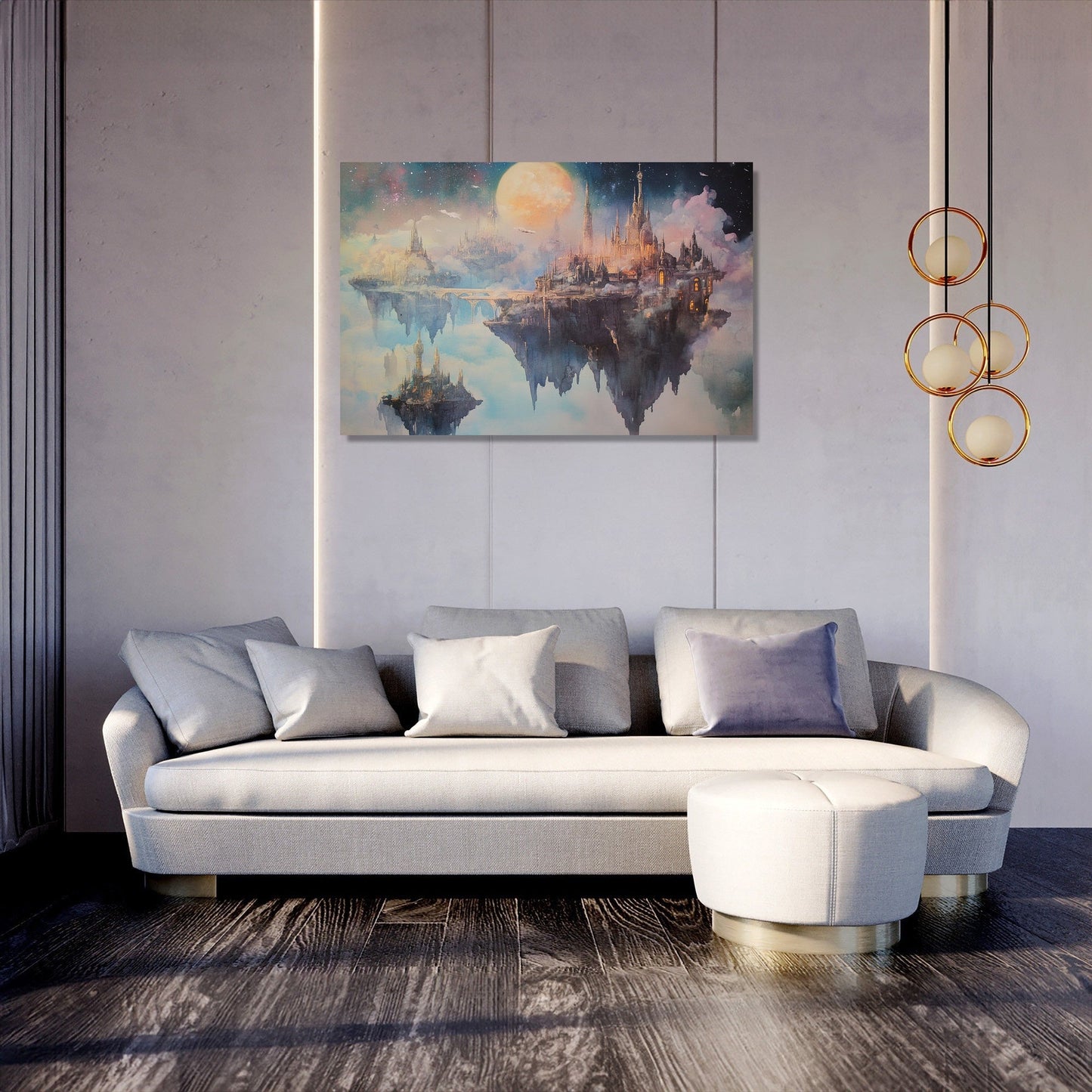 Moonlit Floating City Canvas