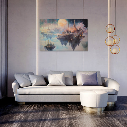 Moonlit Floating City Canvas