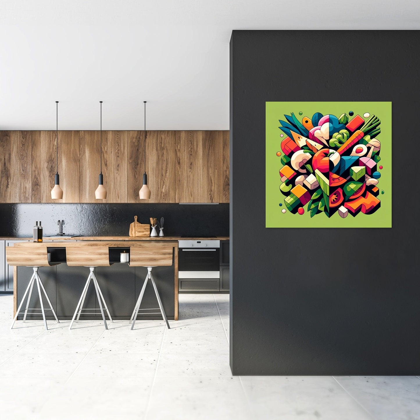 Modern Veggie Mosaic Canvas