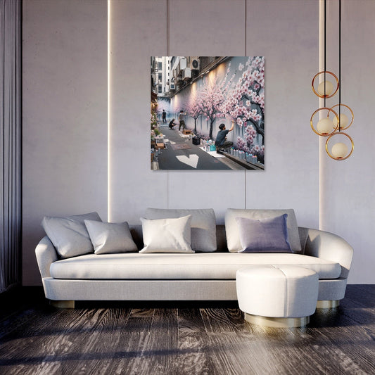Cherry Blossom Graffiti Canvas