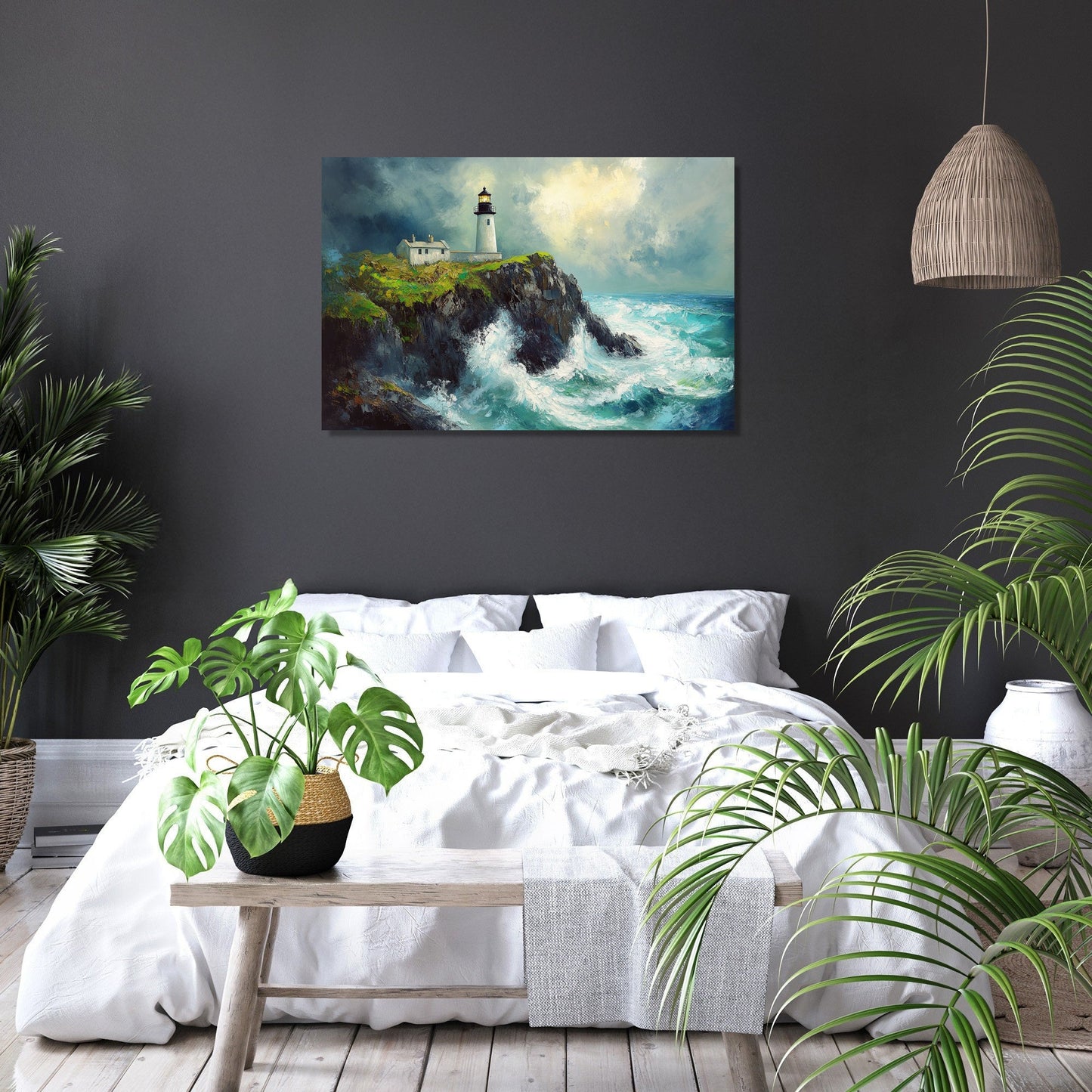 Lighthouse on Emerald Shores Canvas