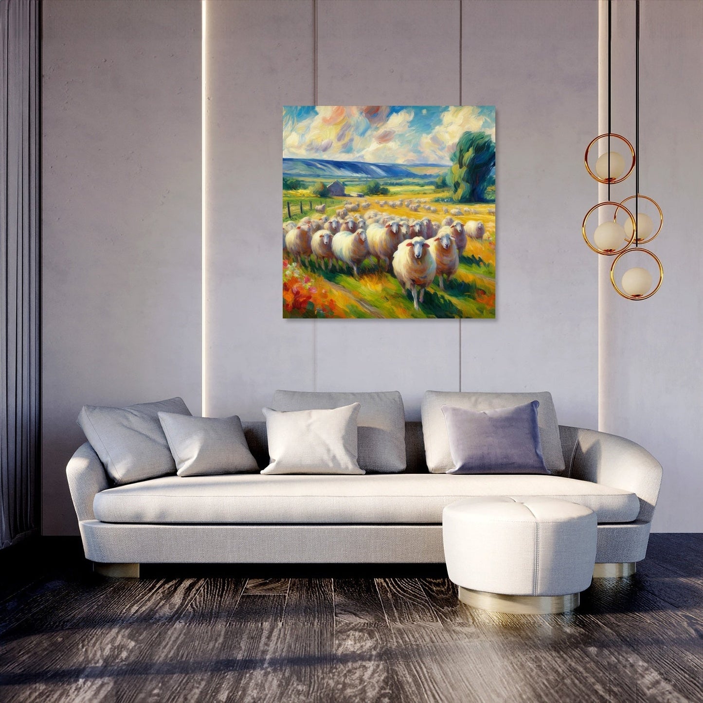 Vivid Pasture Sheep Canvas