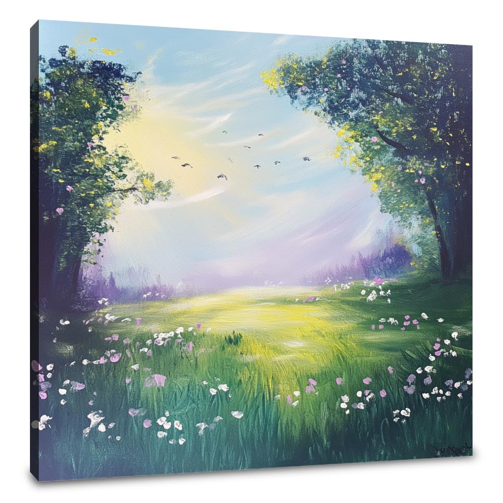 Morning Mist Meadow Canvas