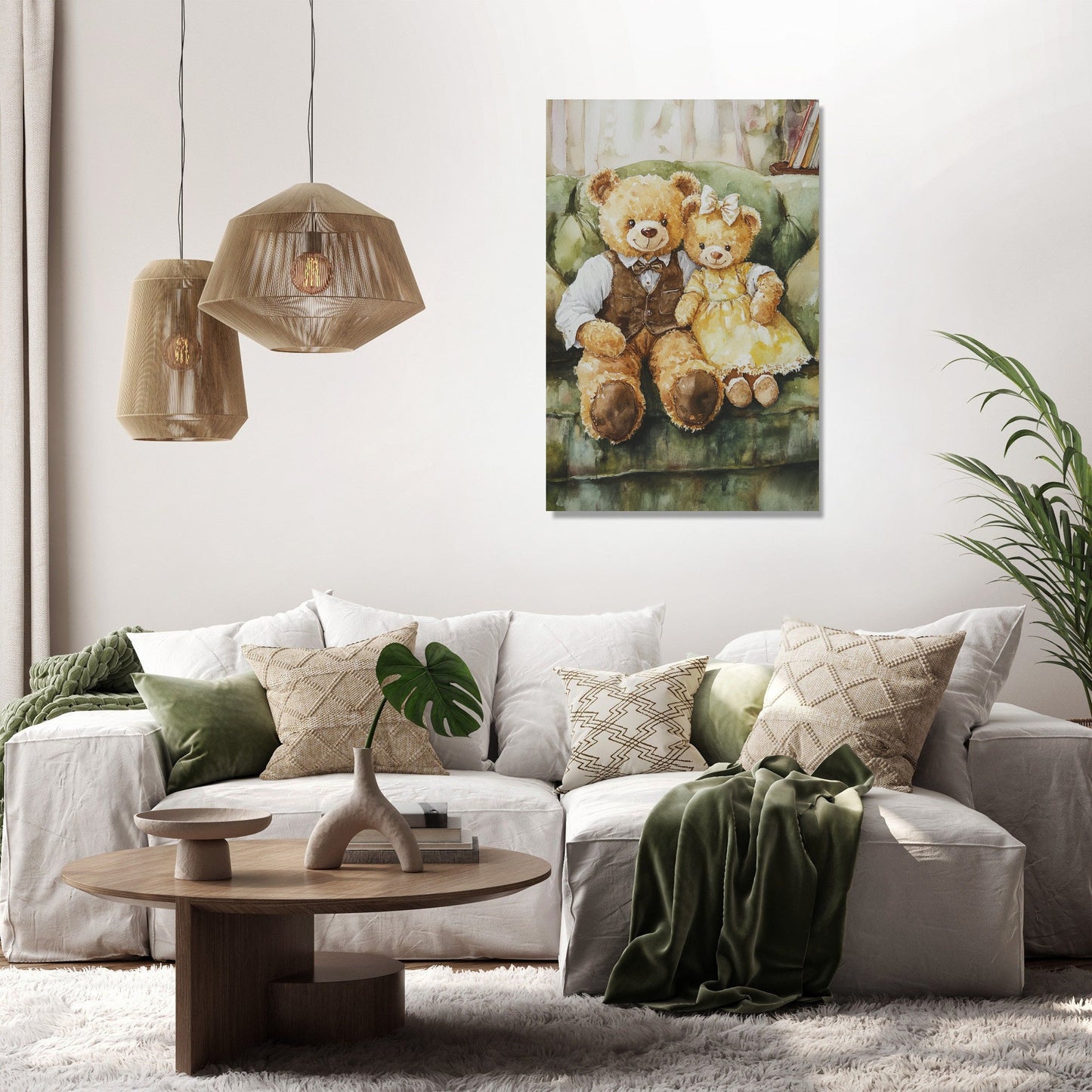 Romantic Teddy Bears Canvas