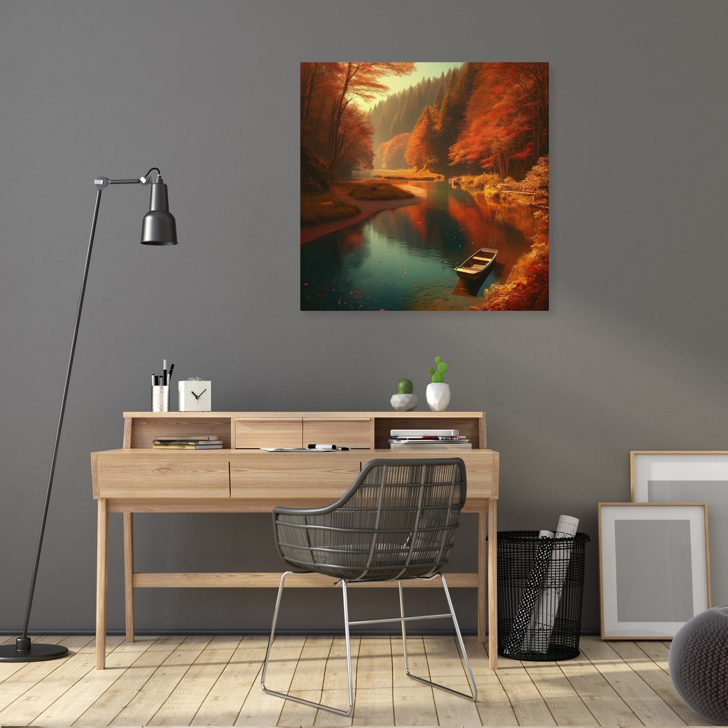 Autumn River Tranquility Canvas