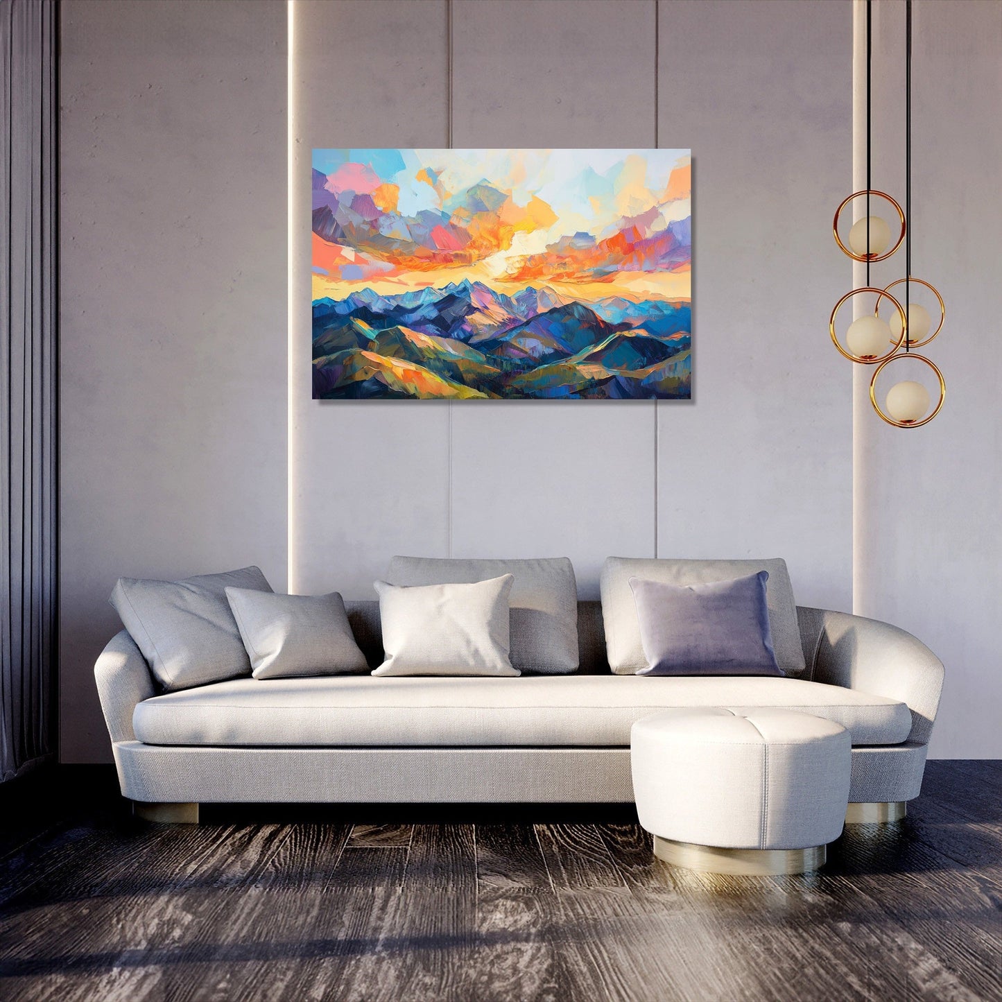 Chaotic Sunset Geometry Canvas