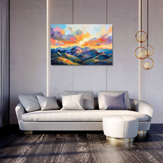 Chaotic Sunset Geometry Canvas
