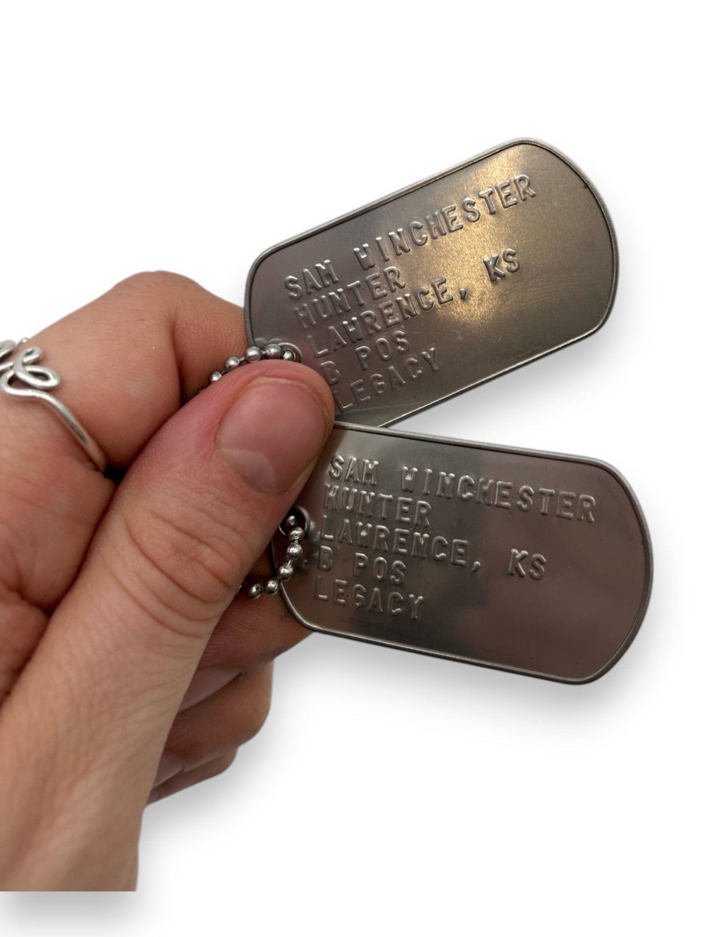 'DEAN WINCHESTER' Military Dog Tags - Cosplay Costume Prop Replica - Stainless Steel Chains Included (Copy)