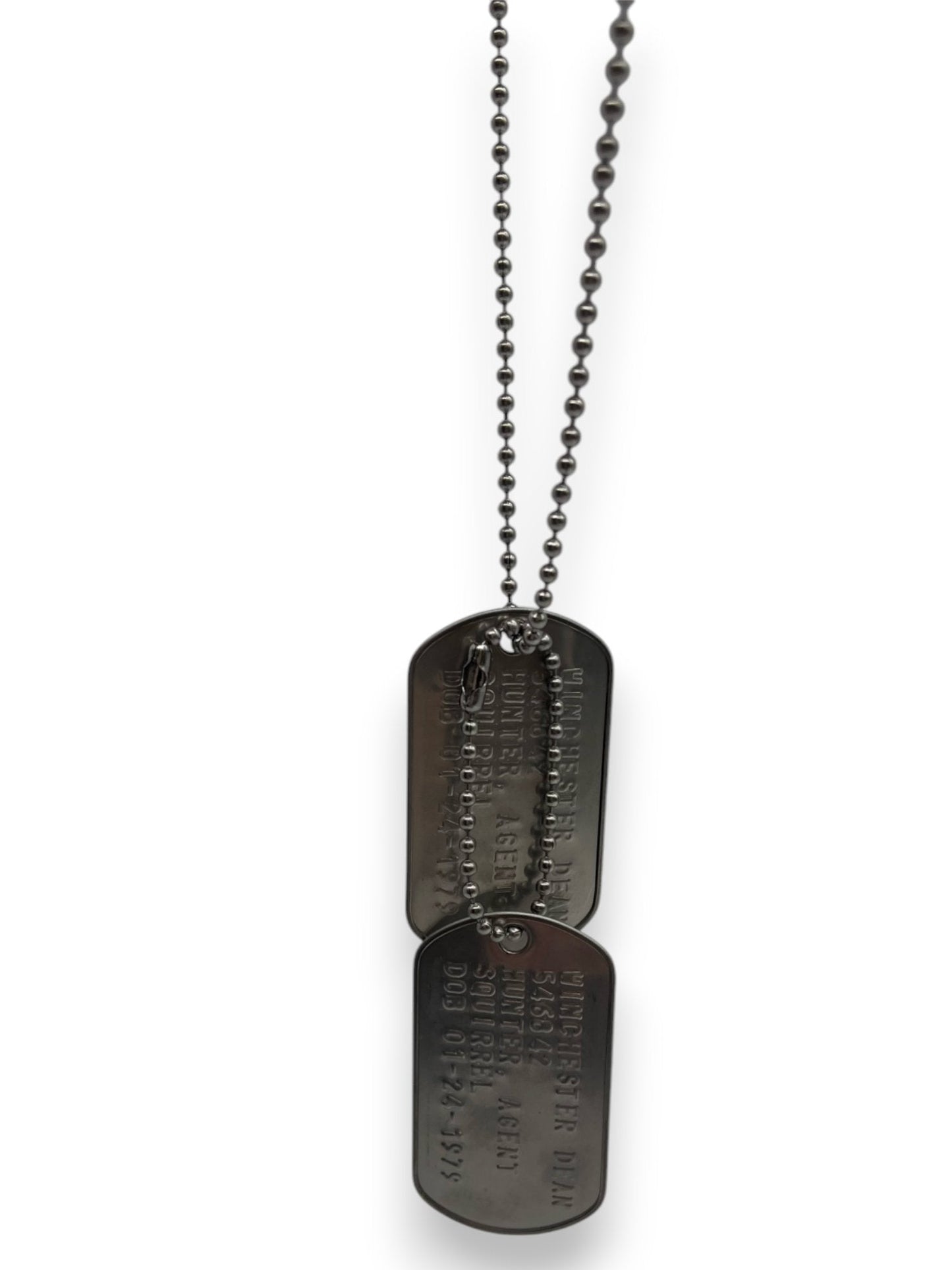 'DEAN WINCHESTER' Military Dog Tags - Cosplay Costume Prop Replica - Stainless Steel Chains Included (Copy)