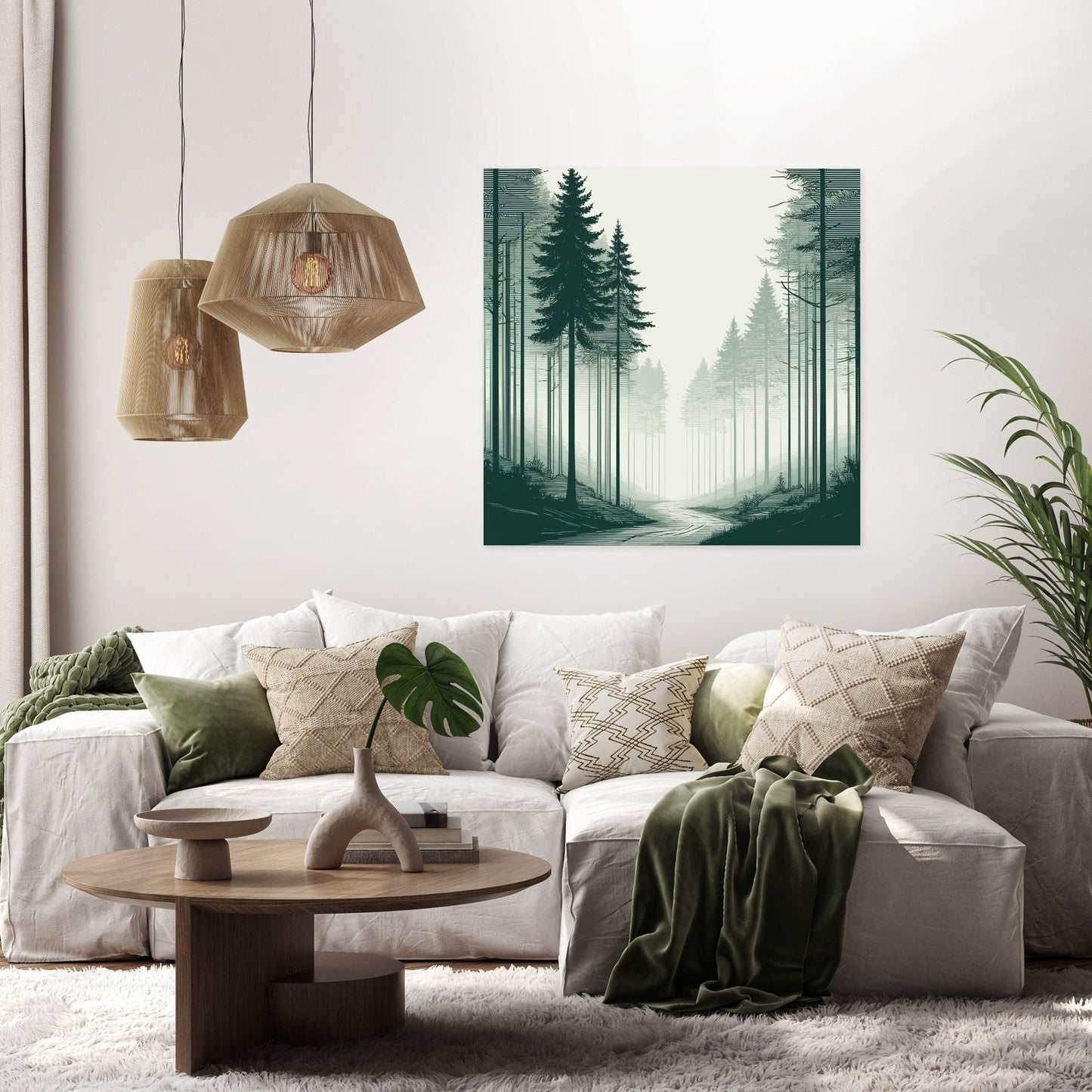 Mystical Forest in Muted Shades Canvas