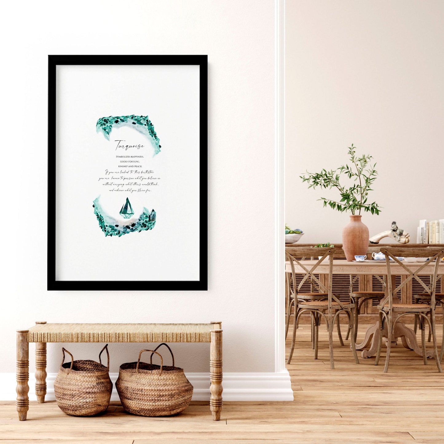 Birthstone Turquoise framed wall art print