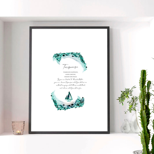 Birthstone Turquoise framed wall art print