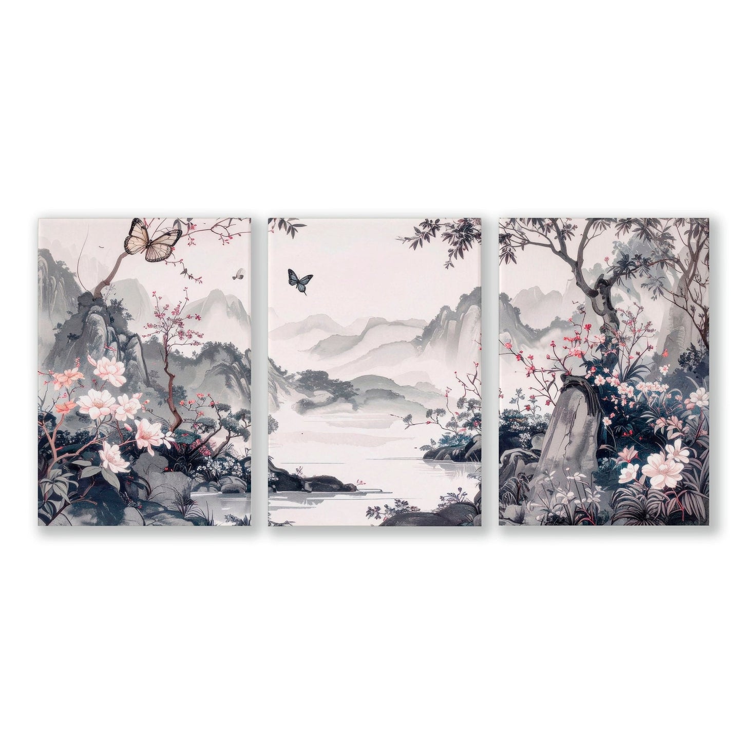 Decorating Bedroom Walls | Set of 3 Chinoiserie Wall art Prints