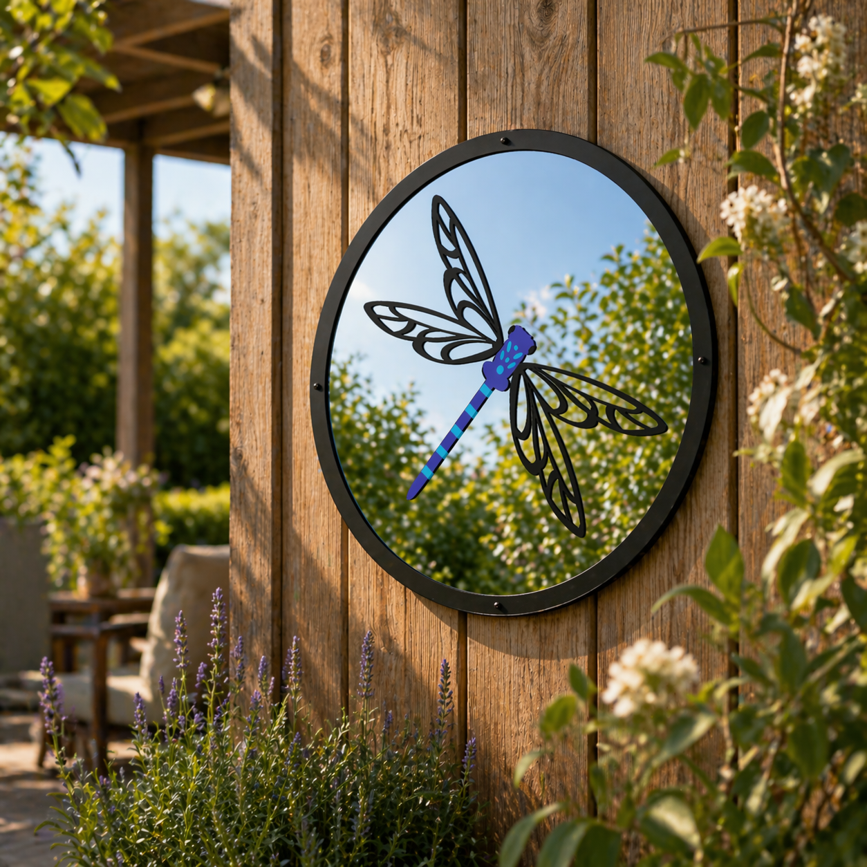 SunCatcher Garden Mirror Round Dragonfly Range of Sizes