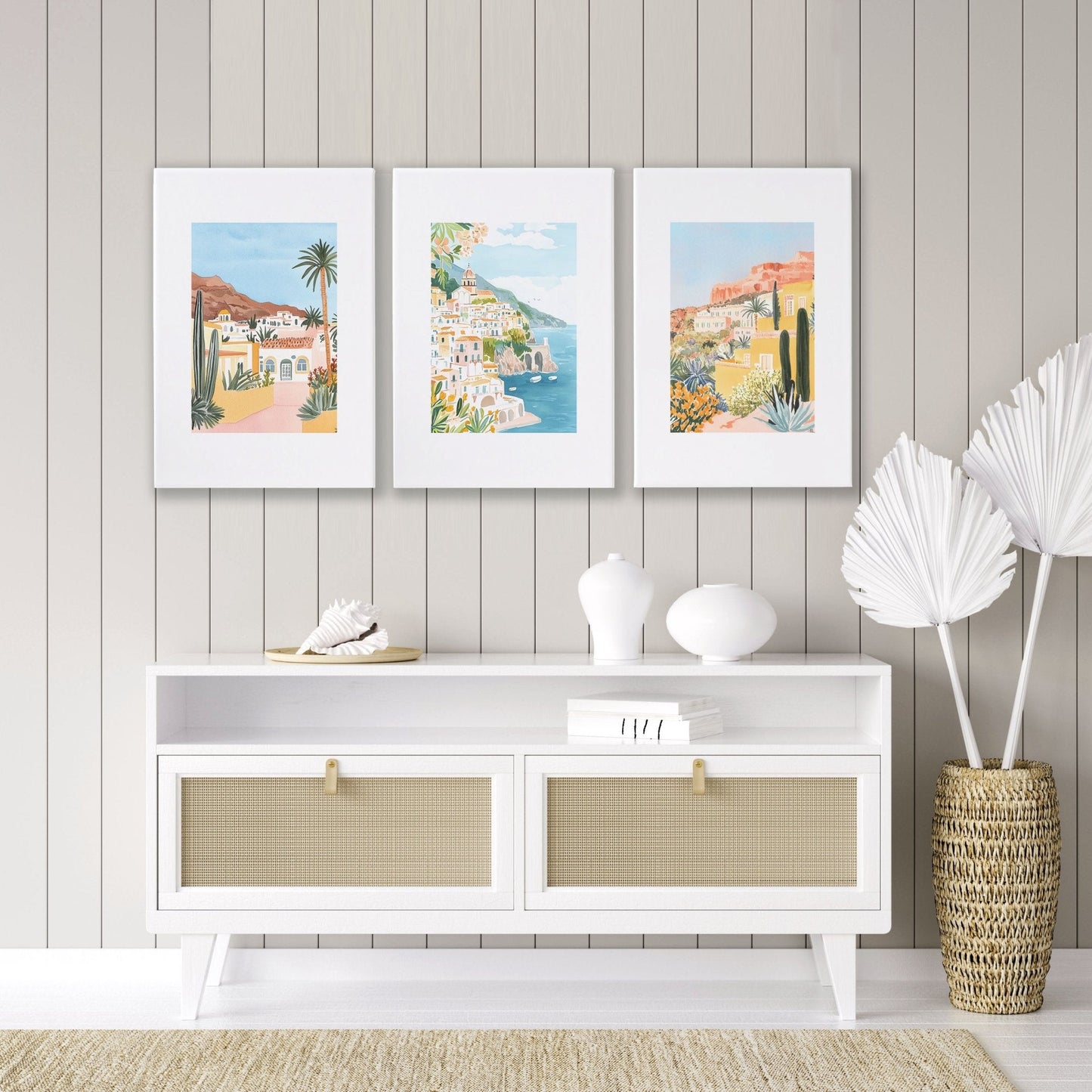 Decorative Pictures For Living Room | Set of 3 Beach Decor Wall art Prints