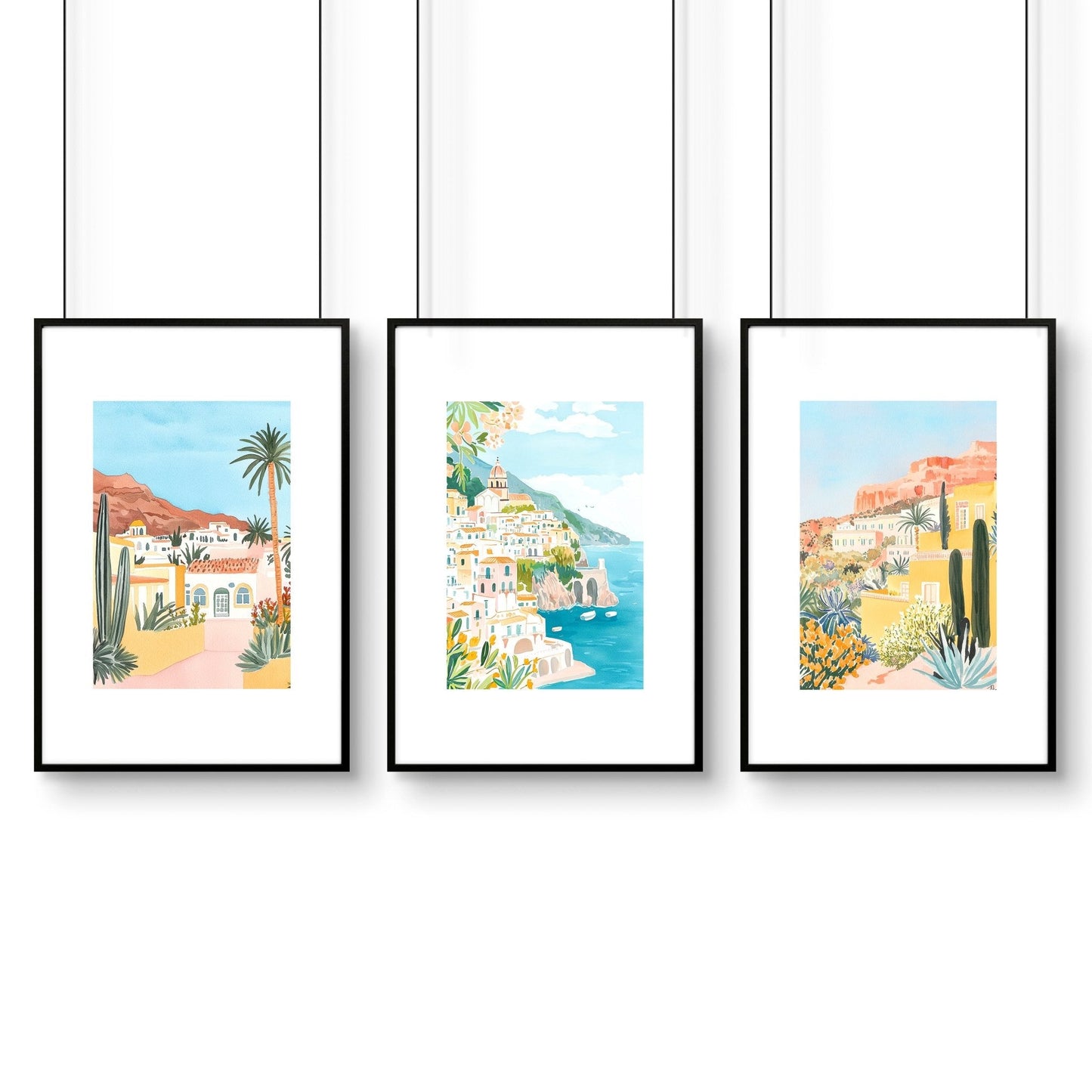 Decorative Pictures For Living Room | Set of 3 Beach Decor Wall art Prints