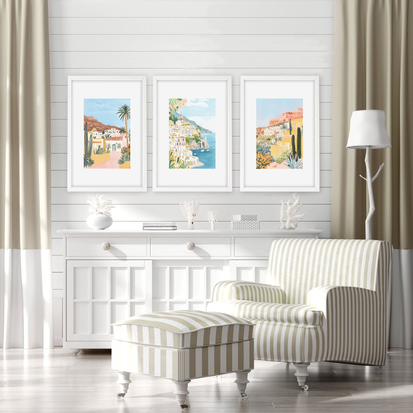 Decorative Pictures For Living Room | Set of 3 Beach Decor Wall art Prints