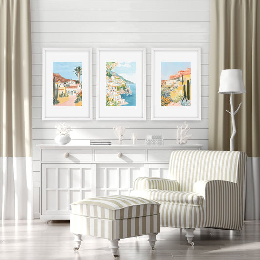 Decorative Pictures For Living Room | Set of 3 Beach Decor Wall art Prints