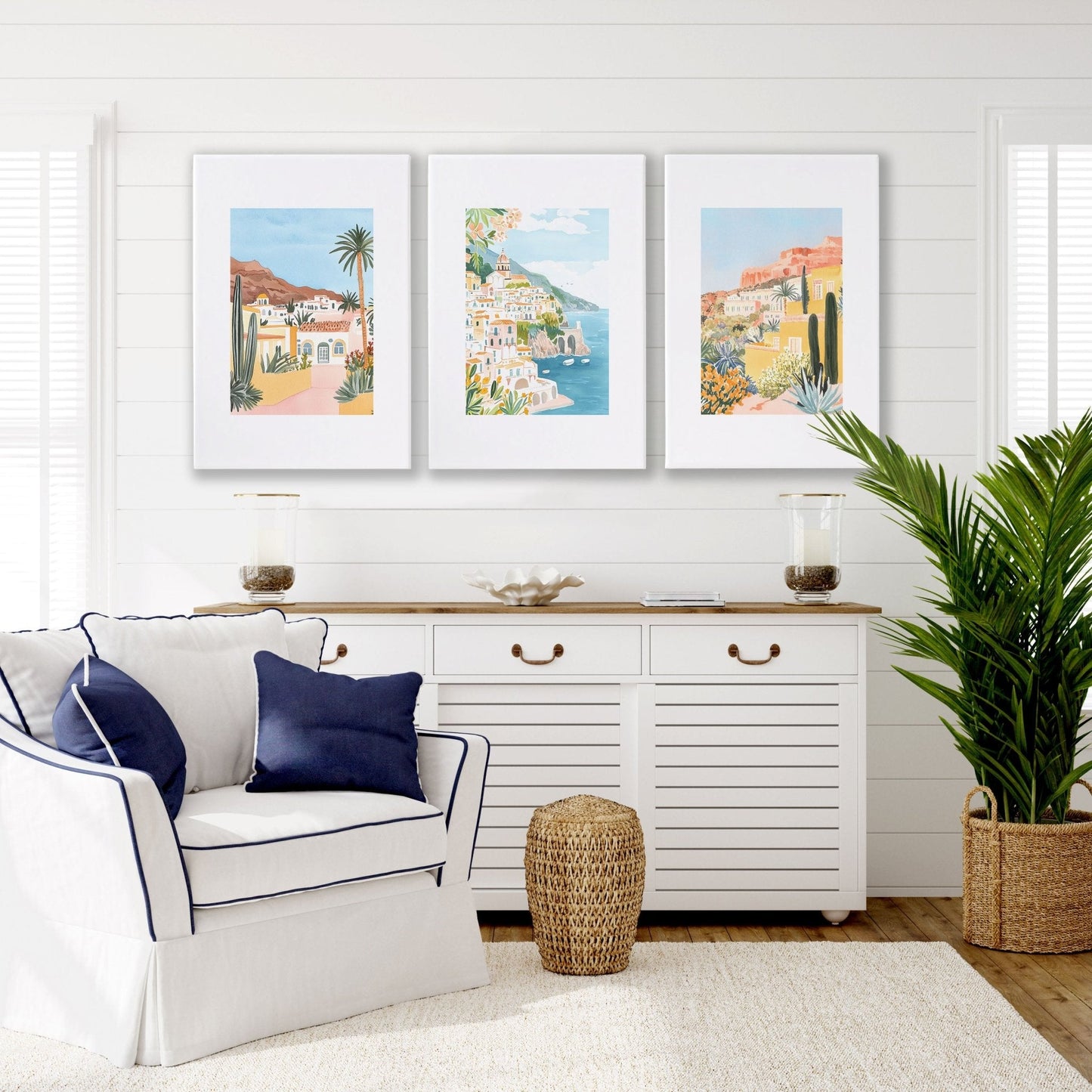Decorative Pictures For Living Room | Set of 3 Beach Decor Wall art Prints
