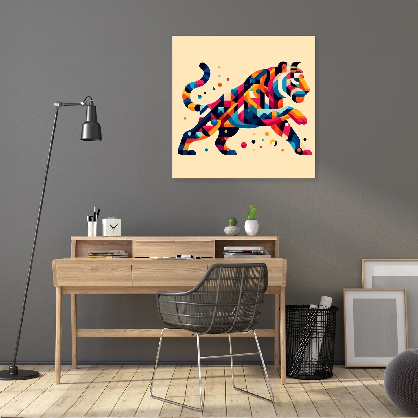 Vibrant Geometric Tiger Canvas