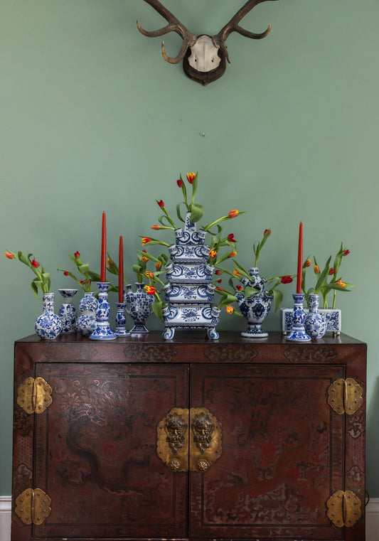 Delft Tulipiere Tall - Hand Painted Ceramic