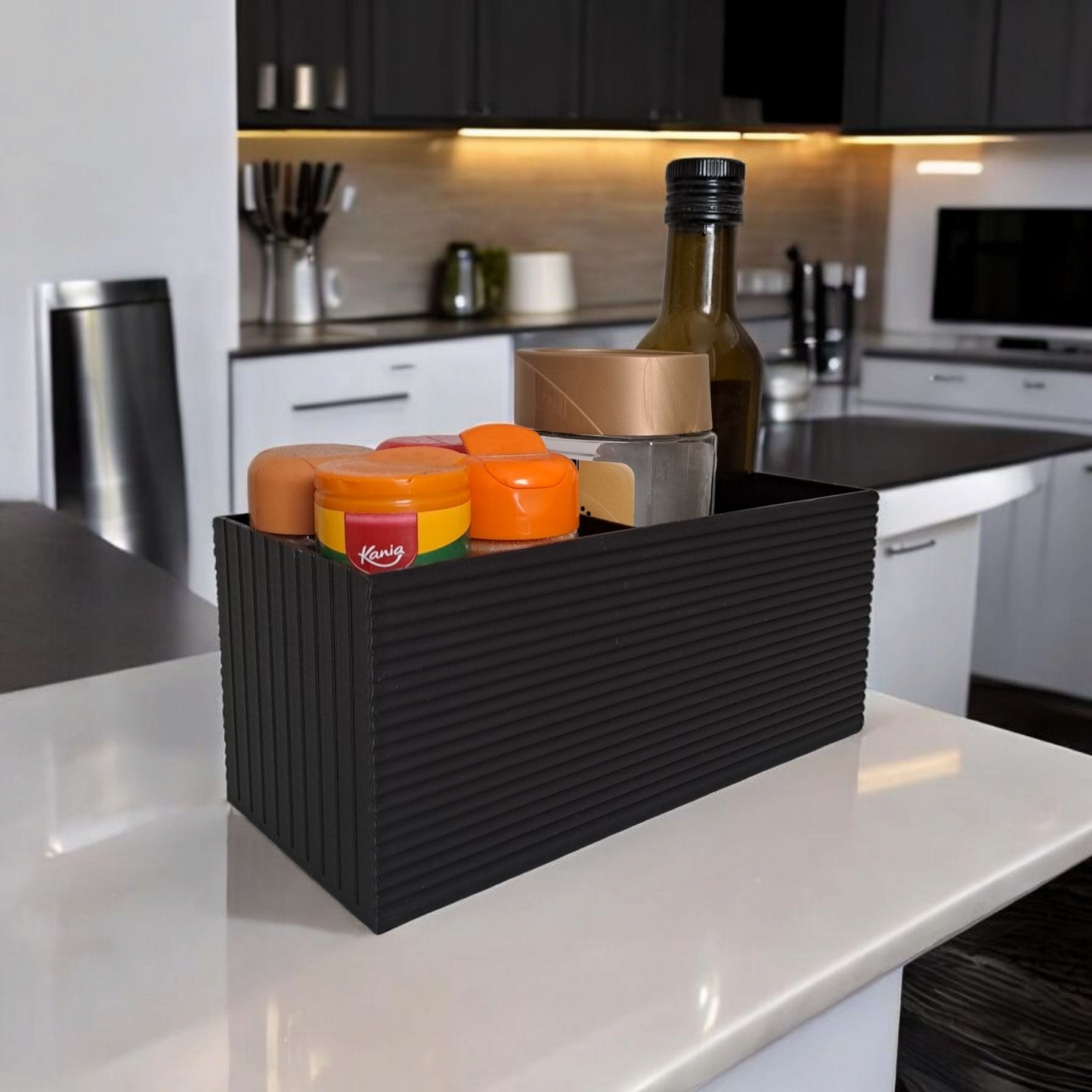 Modern Design Office Organiser with Ribbed Surface - Desk Tidy & Remote Holder