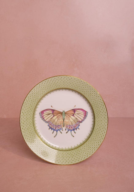 Green Apple Lace Plate Butterfly Side/Pudding Plates  - Set of 4
