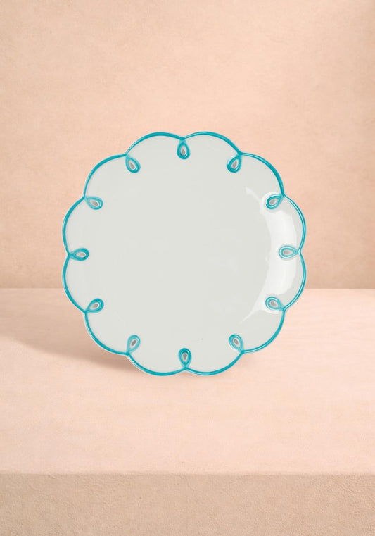 Sky Blue Scalloped Dessert Plate - Set of 4