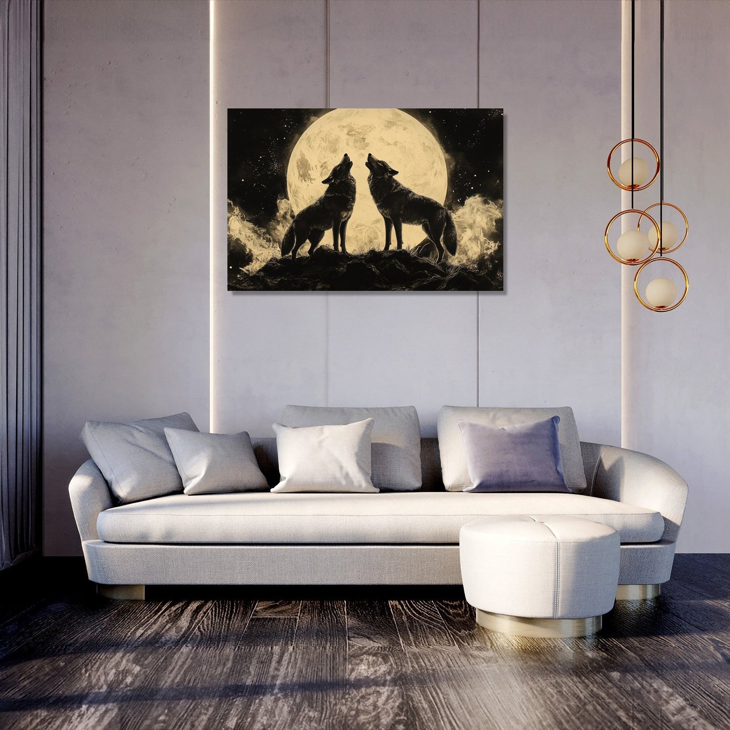 Lunar Serenade Wolves Canvas