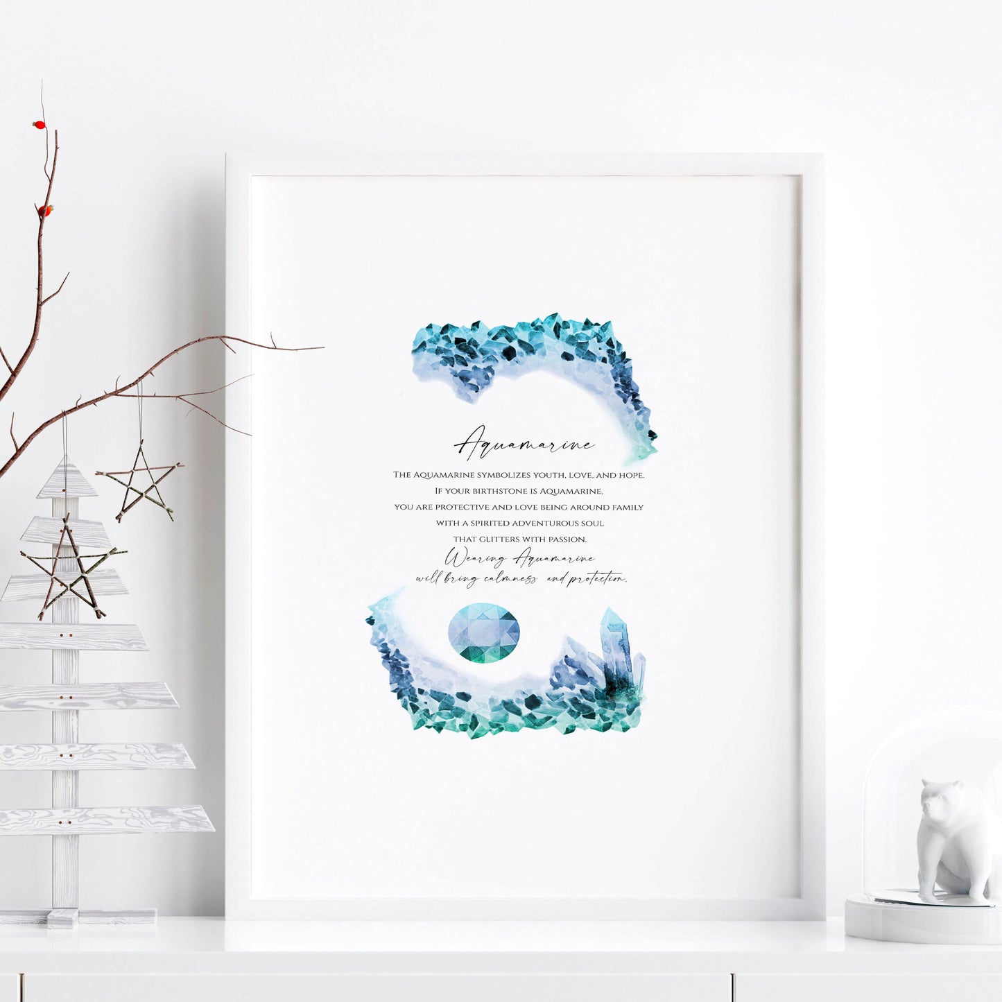 Aquamarine Birthstone December | wall art print