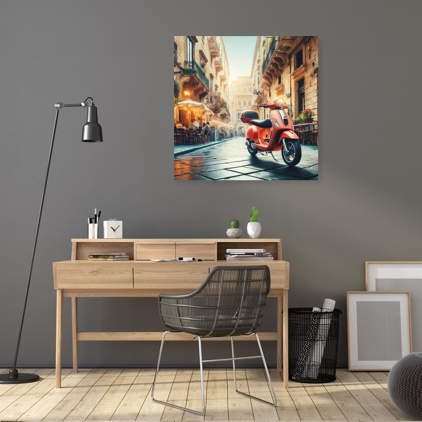 Cityscape Scooter Adventure Canvas