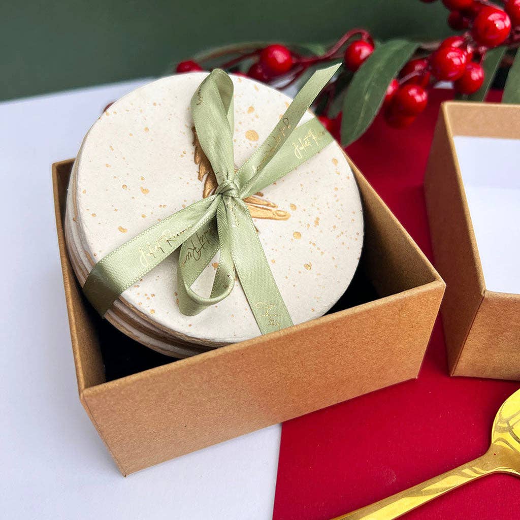 Gold Christmas Tree Coasters