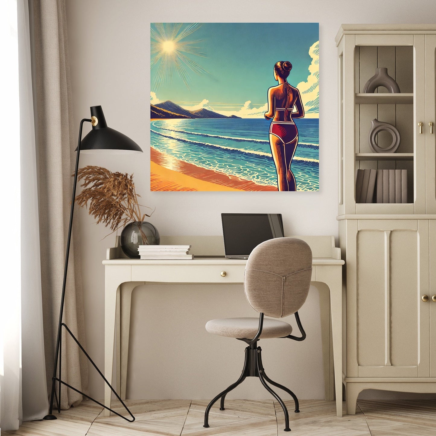 Sunset Beach Reflection Canvas