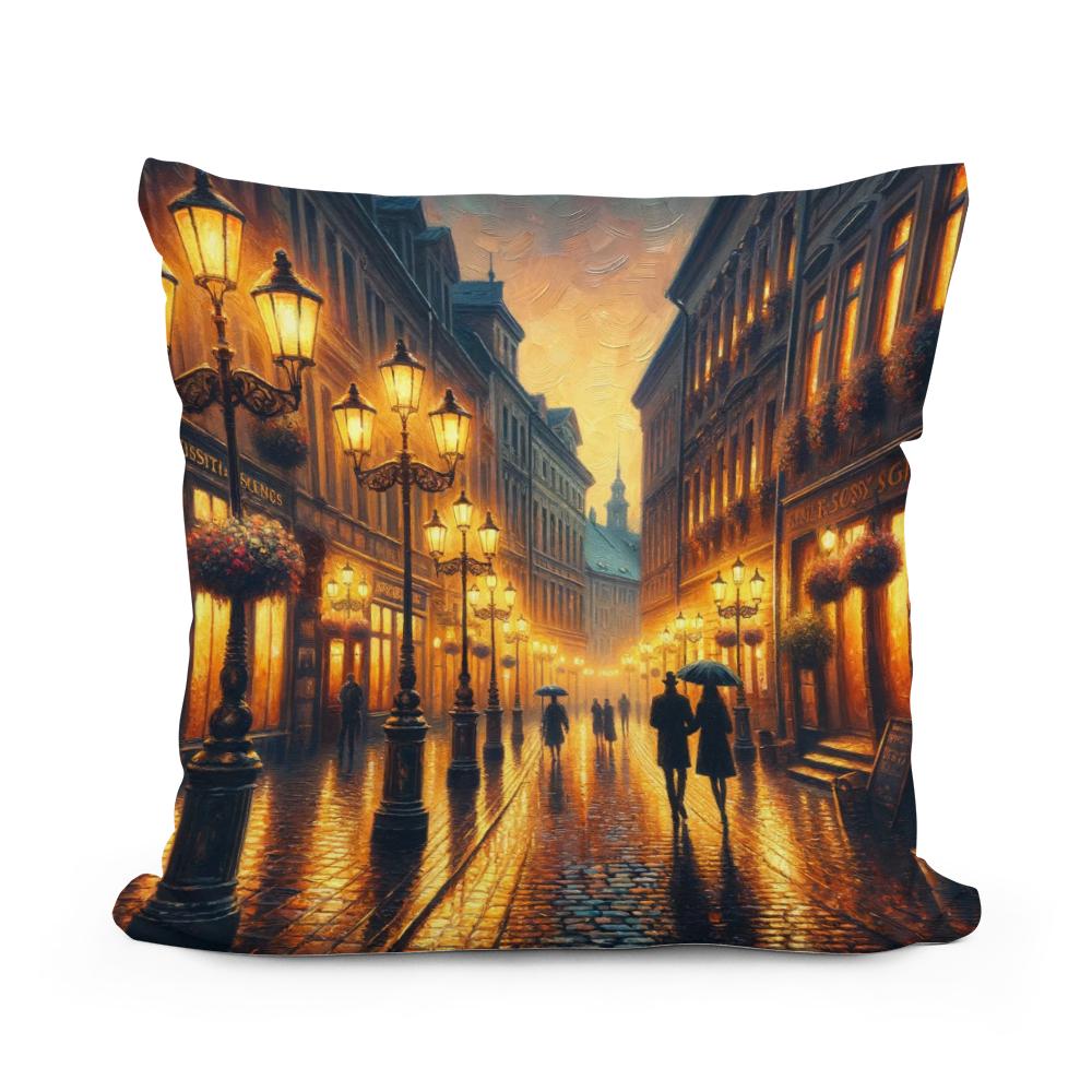 Rainy Evening Romance Cotton Cushion