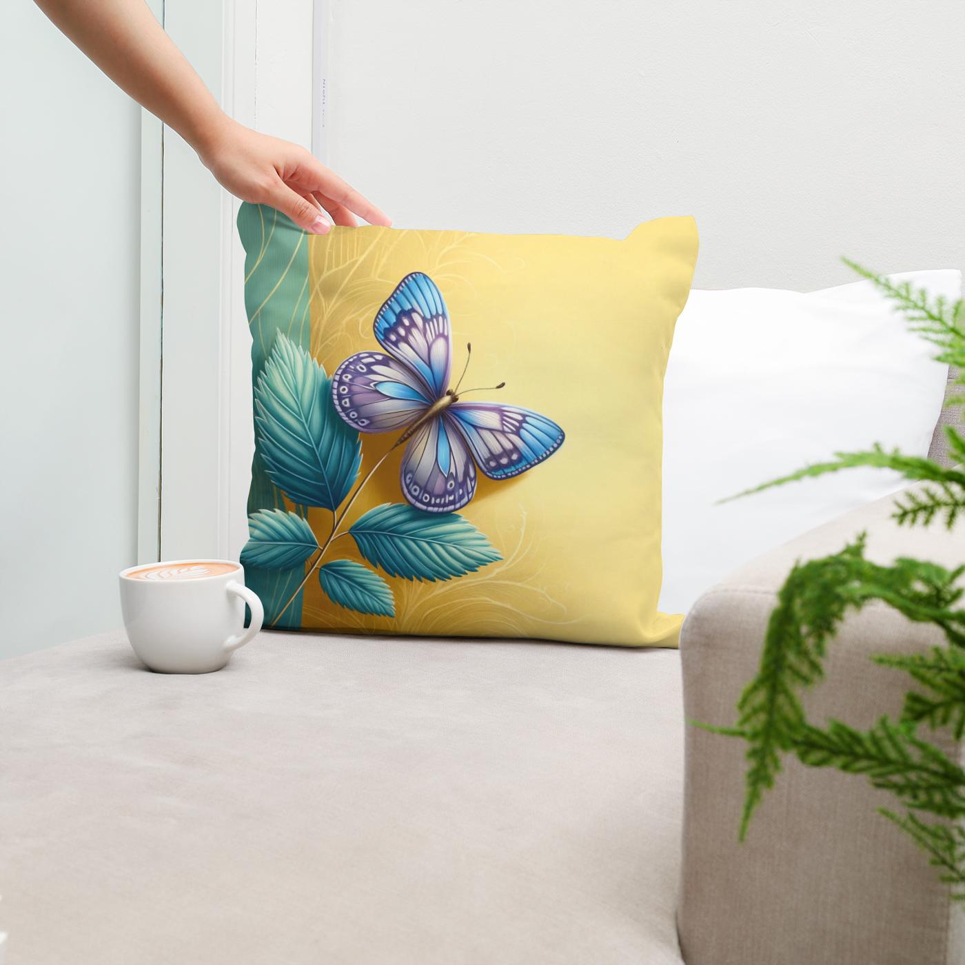 Blue Butterfly Cotton Cushion