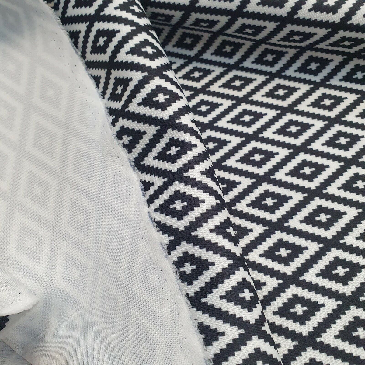 Diamond Check Printed Plain Scuba 4 Way Stretch Jersey Fabric