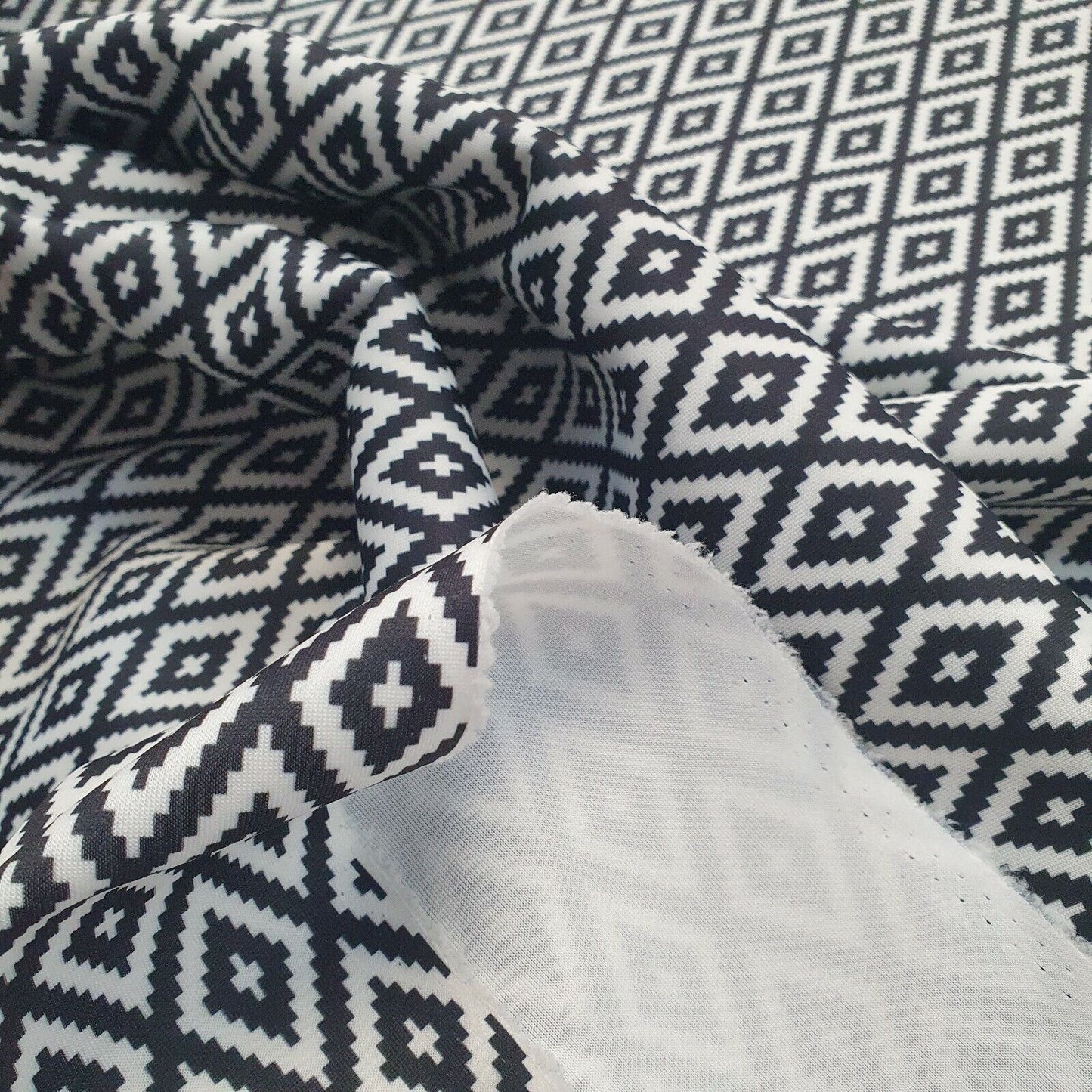 Diamond Check Printed Plain Scuba 4 Way Stretch Jersey Fabric