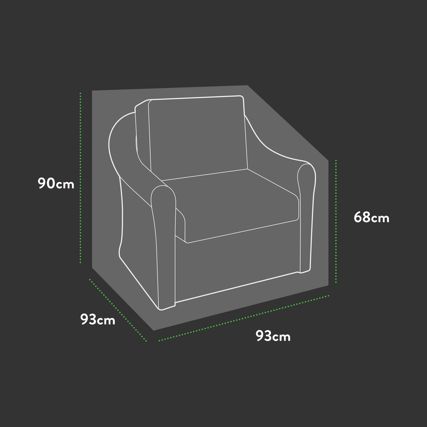 Premium Modular Armchair Cover - 93 X 93 X 68/90 H