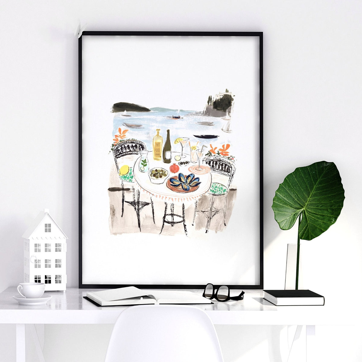 Dining Room Wall Art Amalfi Coast Mediterranean Watercolour Prints "Sotto il sole di Amalfi" | Set of 3